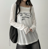 Alling lettering shoulder long sleeve tee