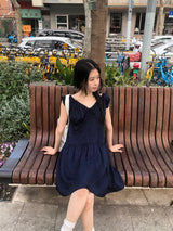 シルキーシャーリングドレス_black