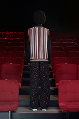 STRIPE ZIP KNIT VEST / BROWN