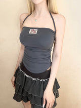 1383. Rose patch cap sleeveless (3color)