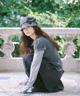 COWL NECK LAYERED LONG SLEEVE - CHARCOAL