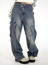 bel cargo denim pants(2color)