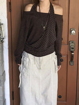 Lodi ドットオフショルダーニット