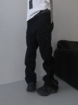 [unisex]バックジッパーカッティングバギーパンツ