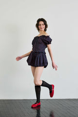 MINI HEART BALLOON SKIRT PANTS / NAVY