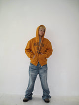 Vintage Graphic Lettering Two-Way Zip Hoodie (3c)