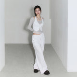 sheer layered unbal sleeve - grey