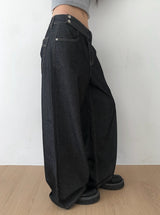26SS★ [MADE/Non-Fade] フロント2ボタンステッチワイド生デニムパンツ
