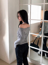 エデンオフショルダーボートネックホルターTシャツ(3color)