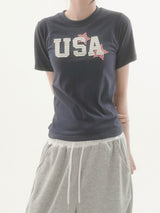 スターレタリングパッチ半袖Tシャツ -3C