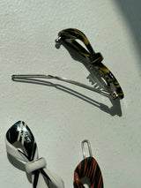 Stripe ribbon hair pin (3color)