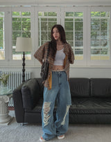 muse wide damage denim pants
