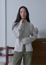 Zen High Neck Cardigan (Ash Cream)