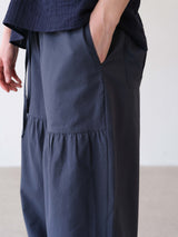 Shirring Cotton Pants (Navy)