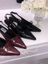 Ribbon Corset Slingback Heels