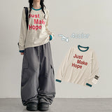 Lettering Long Sleeve Hope Ringer Color-Blocked Long Sleeve T-Shirt (4 colors)