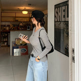 [BELLIDE MADE] Basic item, round rib long sleeve knit