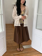 Hitch Flare Nylon Banding Midi Skirt