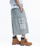 Numbering Patch Bermuda Sweat Pants - Gray