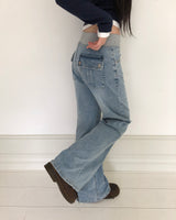 Yunel Contrast Banding Bootcut Denim Pants
