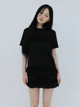 フリル カンカンTシャツ(BLACK)