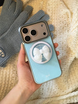 Dotwing Magsafe Silver Glass Bumper Case(Blue)