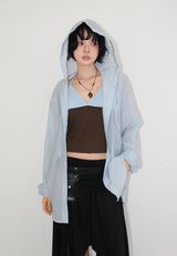 SHEER HOODED SHIRT