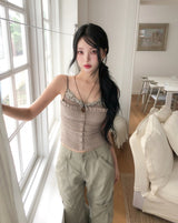 Mobi Ruffle Lace Ribbed Sleeveless