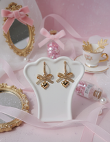Coquette Laced Ribbon and Heart Huggies Piercing - Gold Color