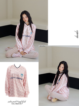 satin pink V-neck block core sweatshirt