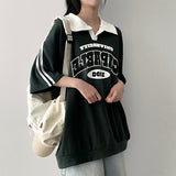 Tennie  line collar short-sleeved T-shirt