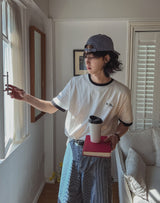 フローラルカラーのマッチングエンブロイダリーショートスリーブTシャツ