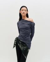 One Shoulder Draped Jersey Top _ BLACK