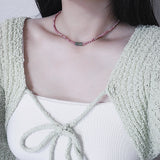  All surgical steel rhodonite natural gemstone choker