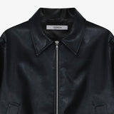 Leather Crop Jumper Black