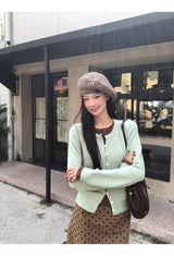 Mint Brown Layered Cardigan Knitwear