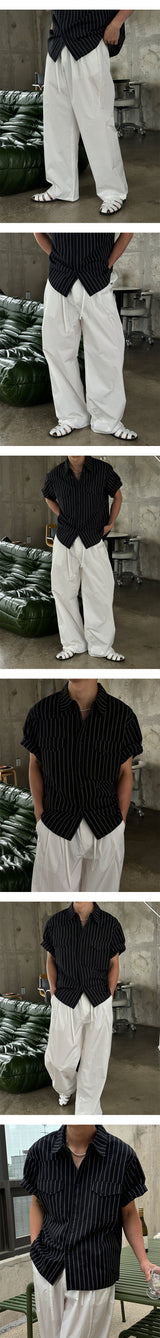 [Unisex] Nylon two tuck rope banding pants(3color)