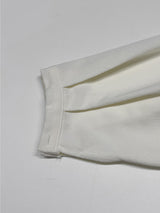 High-neck belted balloon-fit blouse