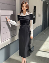 エバーバックルストラップラップロングスカート