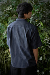 ストライプ L-C テーラード 1/2 シャツ (Navy)