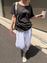 サイドボタンオフショルダー Tシャツ(4color)
