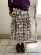 Noelle Vintage Check Banding Long Skirt
