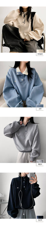 P.V. badge color button sweatshirt