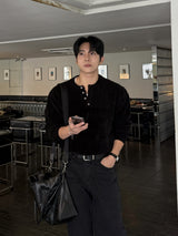 Dique velvet henley-neck round knitwear