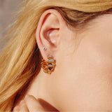 silver pyramid glam stud rhodium plating + 925 silver earrings E067-02H