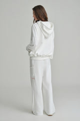 NYC hooded zip-up, Ivory
