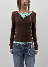 [MADE] Yusia Layered Snap Long Sleeve T-shirt