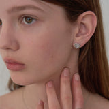 Silver 925 Luna Pearl Ribbon Heart Earring