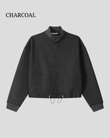 (UNISEX) Suede-Touch High Neck Cardigan