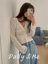 frill see-through cardigan(4color)